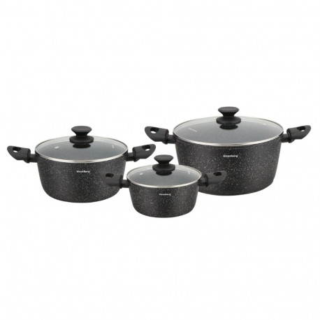 Zestaw garnków marmurowych 3-częściowy z pokrywkami, klausberg kb-7960
