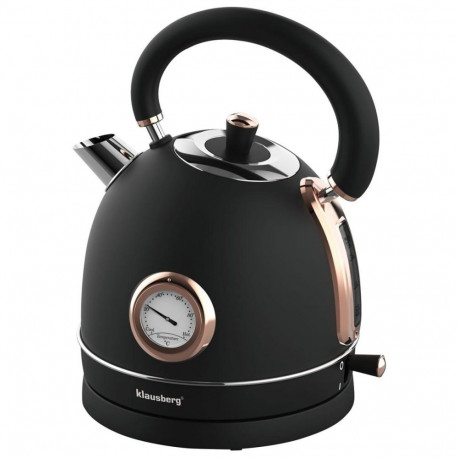 Czajnik elektryczny z termometrem, stal nierdzewna, czarny/rose gold 1,8l, 1850-2200w, klausberg, kb