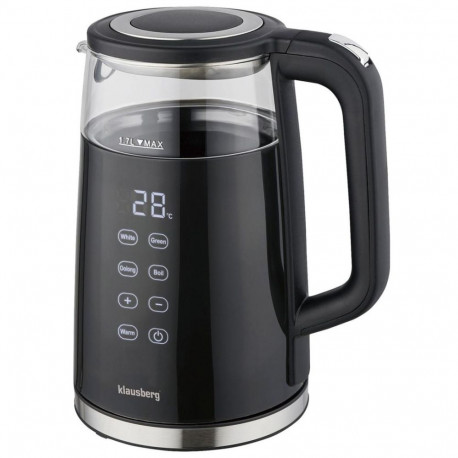 Klausberg elektriline veekeetja KB-7894 klaasist LED-paneel 1l, must