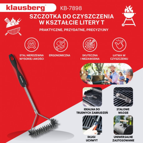 Szczotka do czyszczenia grilla, stal nierdzewna, uchwyt z tworzywa, klausberg, kb-7898