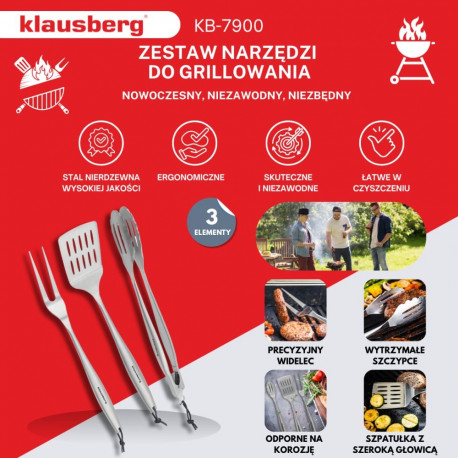Klausberg grillikomplekt KB-7900 3-osaline roostevabast terasest