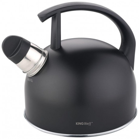 Czajnik tradycyjny z gwizdkiem, stal nierdzewna, czarny mat, pojemność 1,5l, kinghoff, kh1897