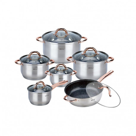 Zestaw garnkow, 12 elementow, kolor różowego złota kinghoff