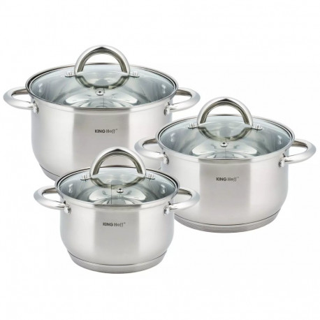 Zestaw garnków 6 elementów, stal, śr.18,20,24cm kinghoff kinghoff