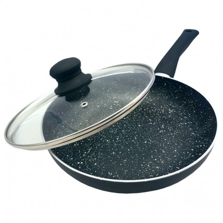 Patelnia z pokrywką, aluminium, czarny marmurek śr.22cm kinghoff