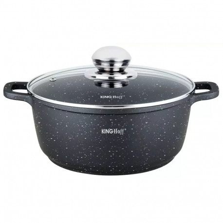 Garnek z powłoka marmurkową, śr.24cm 4,5l czarny kinghoff