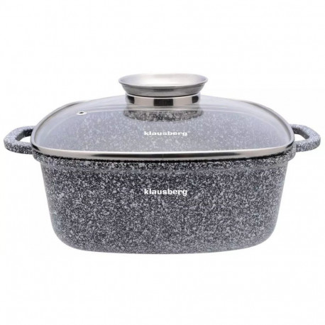 Klausberg alumiiniumpott 22x22cm 3,7l, hall marmorimustriga