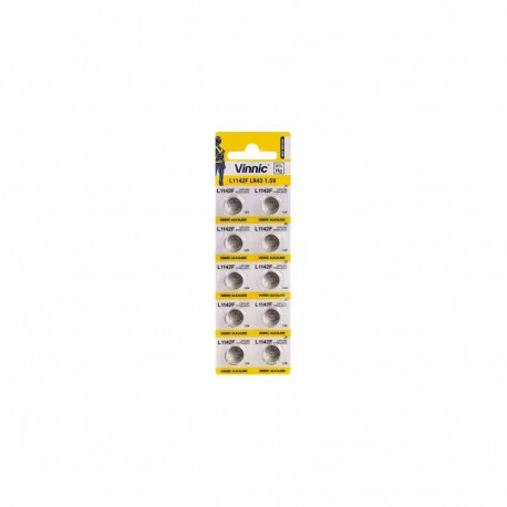 Vinnic AG12 | LR43 | SR43W | 186 | GP86A | 386 | Alkaline 1.5V Batteries (10pcs)