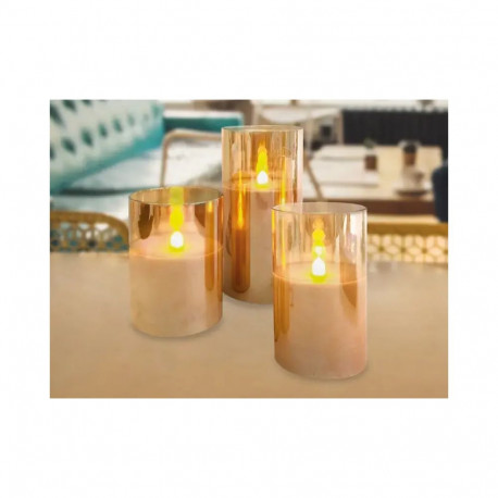 GoodBuy PR Decorative LED candles gilded glass, set of 3 pieces