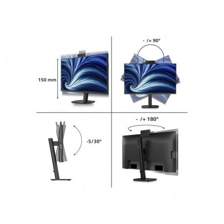 PHILIPS 27inch 2560x1440 120Hz IPS Flat H/A 150 MM USB C DOCKING DISPLAY 90W Daisy chain with 27B2N3