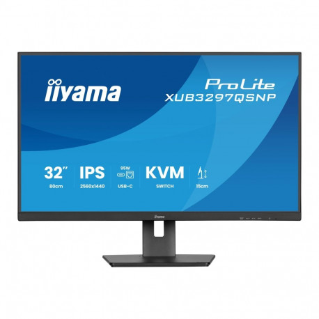IIYAMA XUB3297QSNP-B1 32inch IPS-panel 2560x1440 350cd/m USB-C Dock LAN/95W PD/DP-OUT KVM USB 3x3.2+