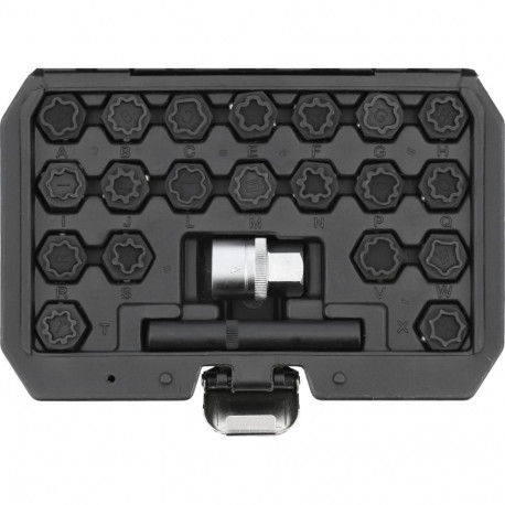 Yato Rattapoltide otsikute komplekt YT-060304, 22 tk, 1/2" (12.7 mm), CrMo, oksüdeeritud pind, turva