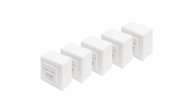 Digitus CAT.6A data connection socket, surface-mounted, shielded, 2x RJ-45 LSA (white, 5 pieces, cla