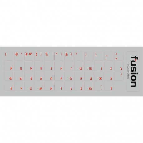 Fusion Laminated Keyboard Stickers RU Red | transparent
