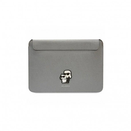 Karl Lagerfeld Saffiano Karl & Choupette laptop sleeve 16" silver