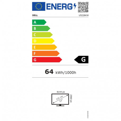 Dell | U5226KW | 52 " | IPS | 6K | 21:9 | 120 Hz | 5/8 ms | 6144 x 2560 pixels | 400 cd/m² | HDMI po