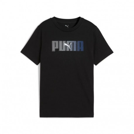 Child's Short Sleeve T-Shirt Puma Essentials Logo Lab B Black - 5-6 Years