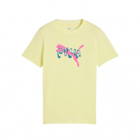 Child's Short Sleeve T-Shirt Puma Tweenerverse Graphic Yellow - 7-8 Years