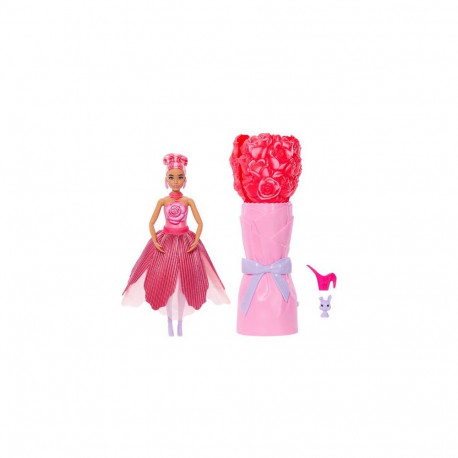 Barbie Petal Pop Scented Fashion Doll with Rose Dress, Reveal Accessories like Bunny &amp; More