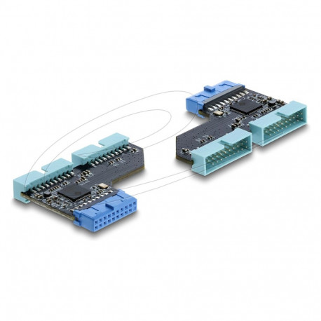 "USB 5 Gbps Hub 20 Pin Pfostenbuchse zu 2 x USB 5 Gbps 20 Pin Pfostenstecker"