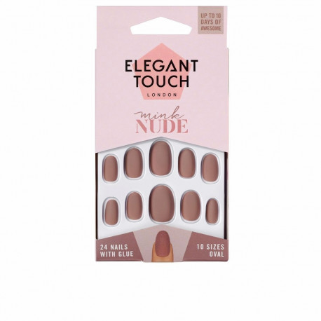 Elegant Touch kunstküüned Polished Colour liimiga ovaalsed, #mink nude