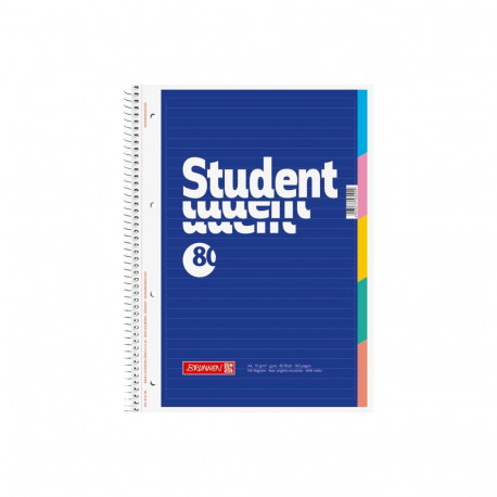 Kaustik A4 80l jooneline Student spiraalköide 5-värviga register 4-ne augustus rebitavad lehed  Brun