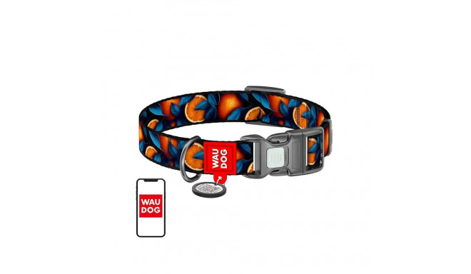 Waudog "Oranges" nylon dog collar with QR code, size M