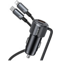 USAMS YT Series CC287 car charger | 66W | USB-A, USB-C | with USB-C/Lightning cable included | gray