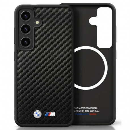 BMW Leather Carbon telefoni ümbris MagSafe toega Samsung Galaxy S25 (S931) must