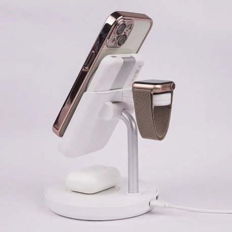 Forever MACS-100 3-in-1 juhtmevaba laadija | Qi | Ühildub MagSafe'iga | valge