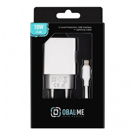 OBAL:ME Wall Charger travel charger | 10W | USB-A | with Lightning cable included | white