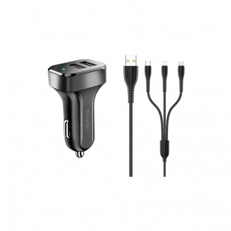 Usams U32 car charger | 10.5W | USB-A, Micro USB, USB-C, Lightning | with USB-A to Micro USB, USB-C,
