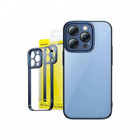 Baseus Glitter telefoni ümbris ja karastatud klaasi komplekt telefonile iPhone 14 Pro Max sinine (ka