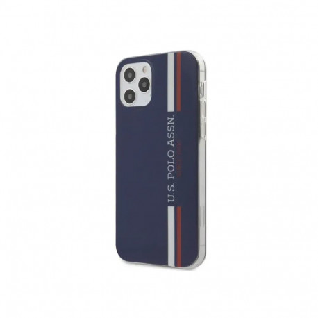 U.S. Polo USHCP12MPCUSSNV Tricolor Vertical Stripes Cover For Apple iPhone 12 | 12 Pro Blue
