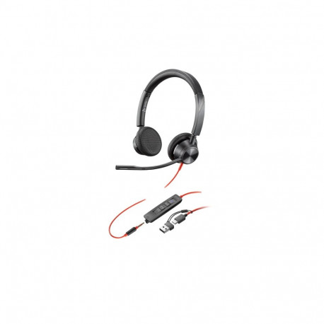 HP Poly Blackwire 3325 Stereo Microsoft Teams Certified USB-C Headset +3.5mm Plug +USB-C/A Adapter