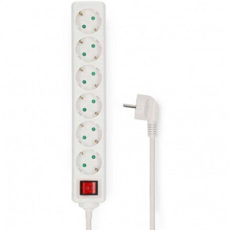 Pikendusjuhe Nedis 6 pesa, 3m, valge