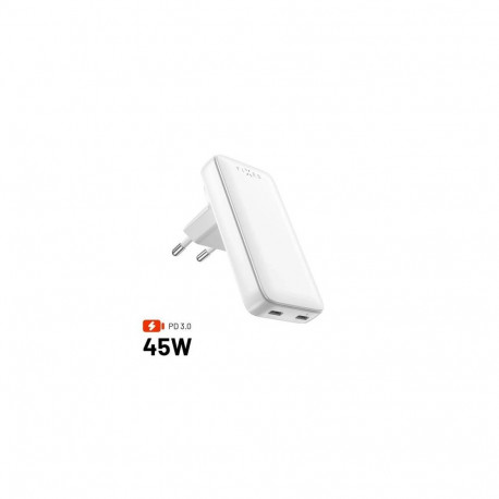 FIXED Slim Traveller 2xUSB-C Travel Charger with world adapters, GaN, 45W, white