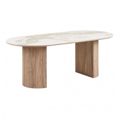 Söögilaud ATHENS 100x210cm, valge/pruun