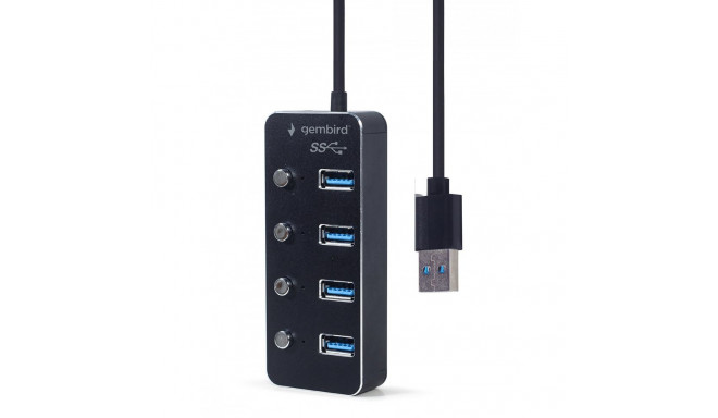 USB-jaotur 4xUSB3.1 lülititega, must