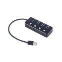 USB-jaotur 4xUSB3.1 lülititega, must