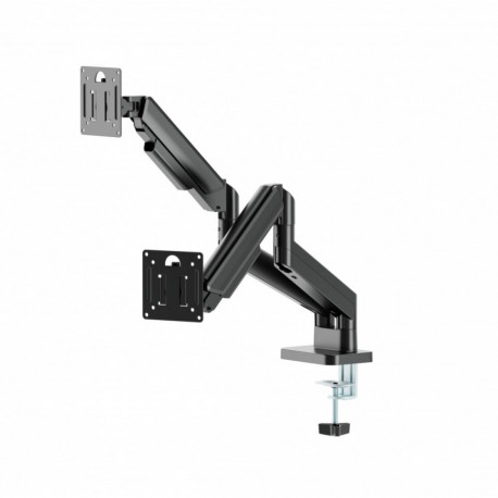 Desk arm for two monitors, adjustable, from 17 to 32 inches, load capacity up to 10 kg, black