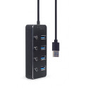 USB-jaotur 4xUSB3.1 lülititega, must