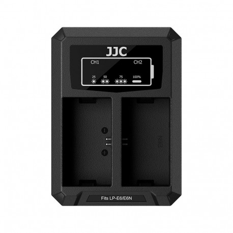 JJC Canon DCH E6TC USB C Dual Battery Charger (voor Canon LP E6 / LP E6N accu)