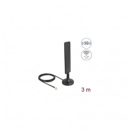 Delock antenn 5G LTE SMA 3dBi ringsuunaline RG-174 3m liigendiga magnetalusega, must