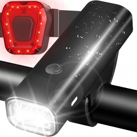 Jalgratta LED-tulede komplekt esi- ja tagatuli juhtrauale USB-ga laetav