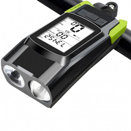 Latarka rowerowa lampka wentyl led+licznik+klakson dzwonek przód tył led
