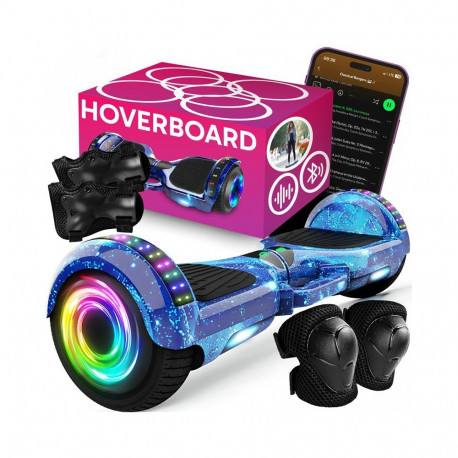 Hoverboard 10' cali deskorolka elektryczna led deska głośniki bt 10 cali ochraniacze - niebieska e03
