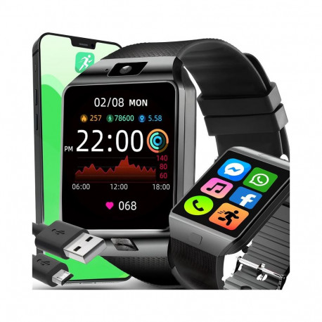 Smartwatch zegarek polskie menu karta sim sd wyświetlacz ips lcd połączenia