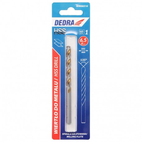 Wiertło do metalu, hss, stal 4341, 135°, 6,5x101mm, 1szt