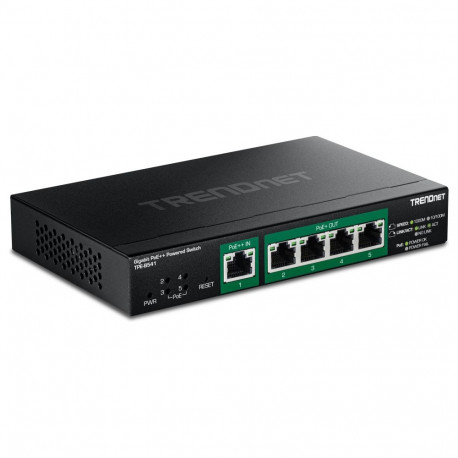"TRENDnet TPE-B541 Gigabit PoE++ Powered 5-Port Managed Switch PoE Passthrough"